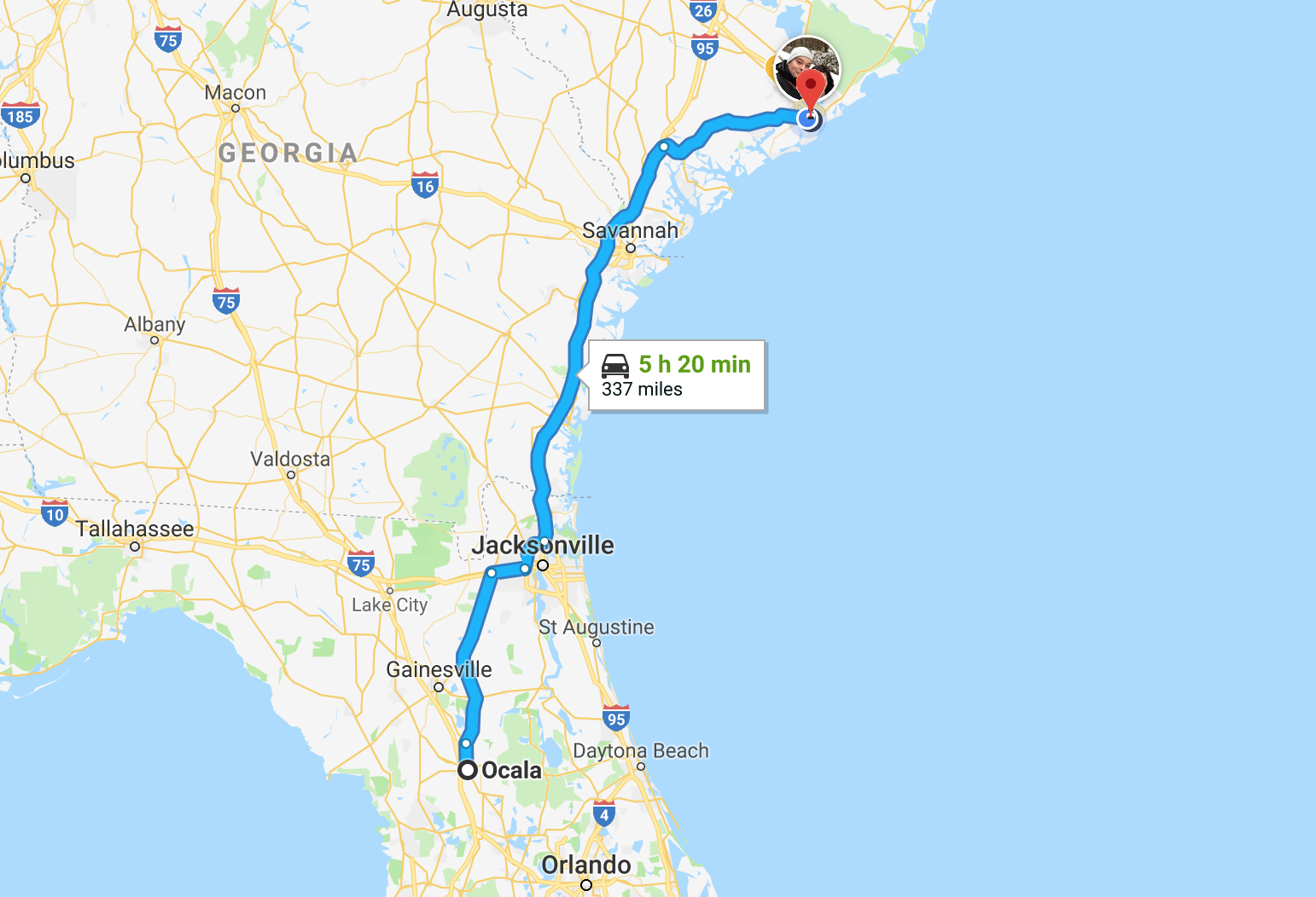 Day 2 Ocala FL to Charleston SC